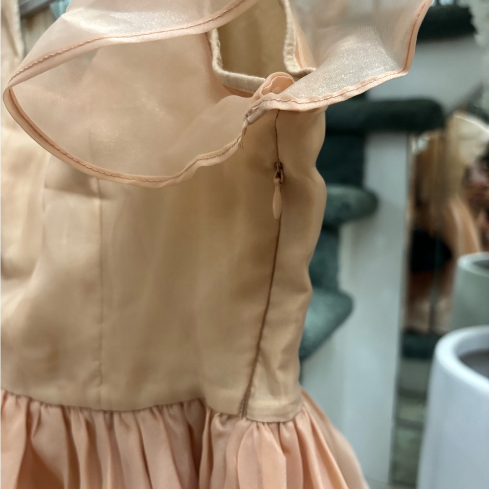 Elegant Pink Ruffle Prom Dress - Square Neck - Picture 8 of 11